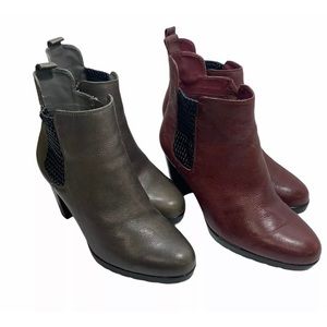 Lot of 2 Bella Vita Sz 9.5 Extra Wide Zana Ankle Booties Gray Burgundy